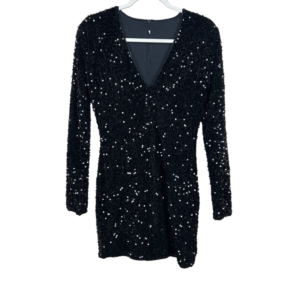 Sequin Hourglass Mini Dress Black M Women’s - Picture 3 of 9